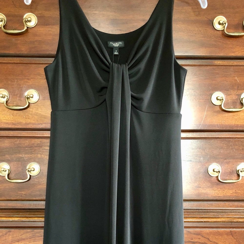 TALBOTS PETITE BLACK DRESS WITH KNOT DETAIL